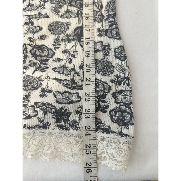 Vintage Y2K XL Lace Trim Tank Top Black White Spaghetti Empire Waist Whimsigoth - Picture 6 of 6